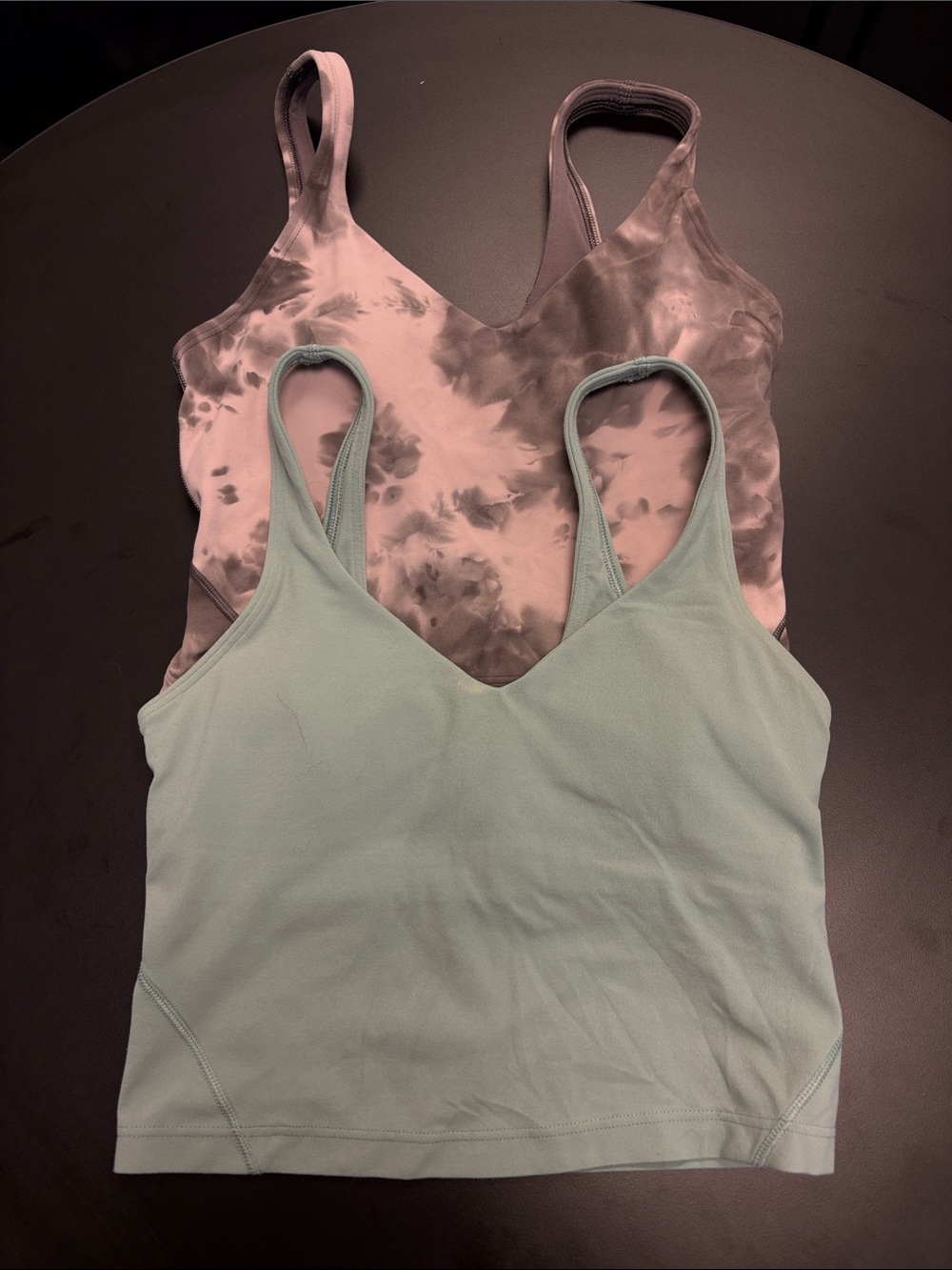 Lululemon Women’s Light Green V-Neck Tank Top/bra - Branded Comfort